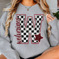 Checkered School Spirit Initial Crewneck